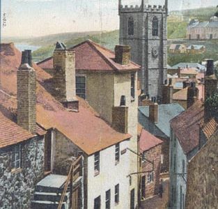 Old Postcard of Church and Barnoon Hill 1905