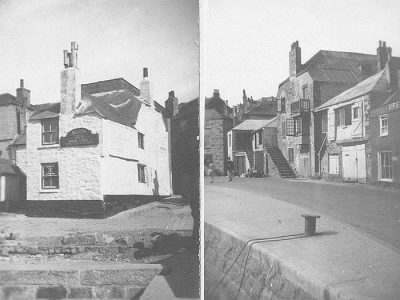 Old Postcard of Sloop Inn and quay side 1930
