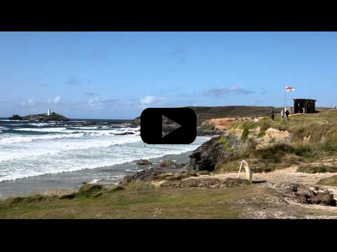 Godrevy Island and the two small beaches at the far tip of St Ives Bay