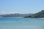 Diving boats off Porthminster Beach with Carbis Bay in the background